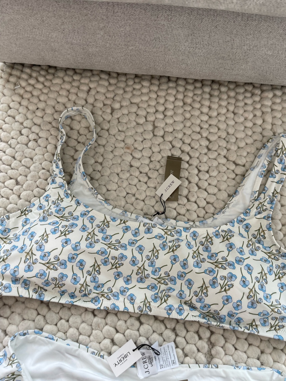 J Crew Floral Blue & White Two-Piece Bikini - Picture 6 of 9